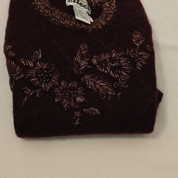 80s vintage Effeci Creazioni burgandy and gold mohair cardigan sweater M - Picture 7 of 7